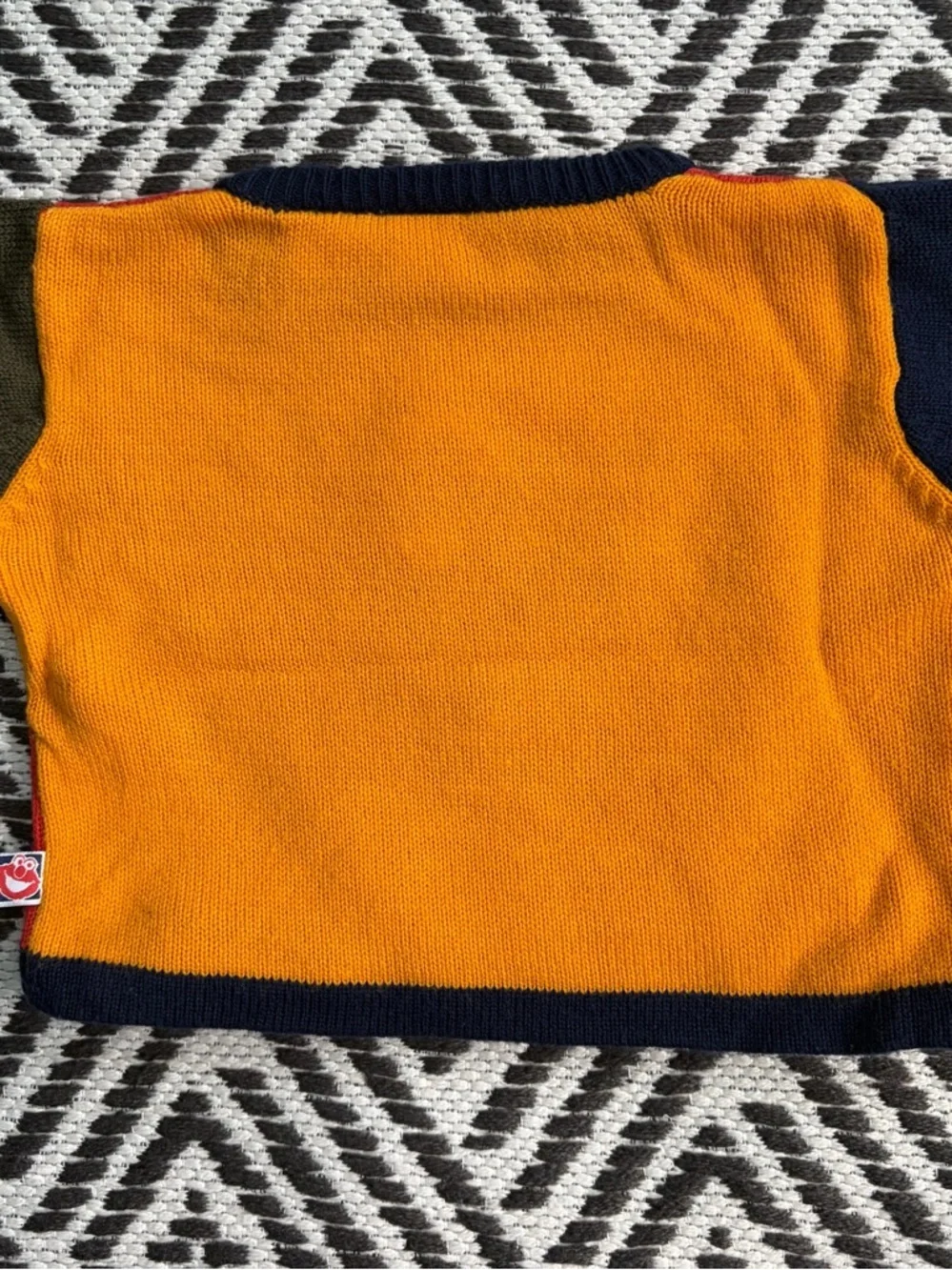 Vtg 70’s Sesame Street Toddler Cookie Monster Sweater Sz 12M Color Block Knit